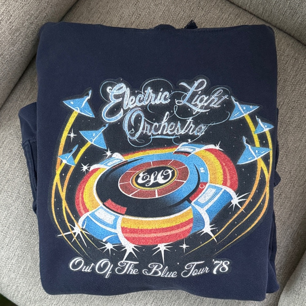 Electric Light Orchestra ELO “Out of the Blue Tour 78” Navy Blue Pullover Hoodie - Picture 14 of 16